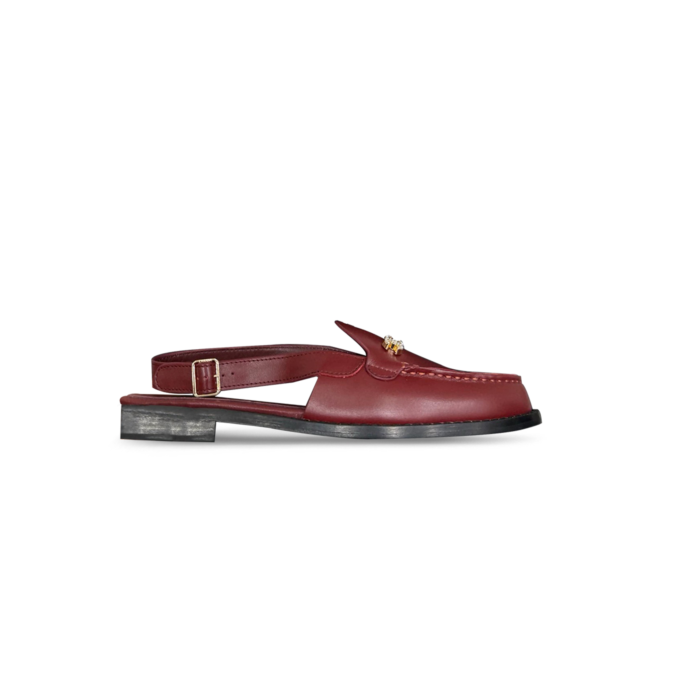 Ch*el 25p crystal cc logo leather slingback flat loafers sandals 285560